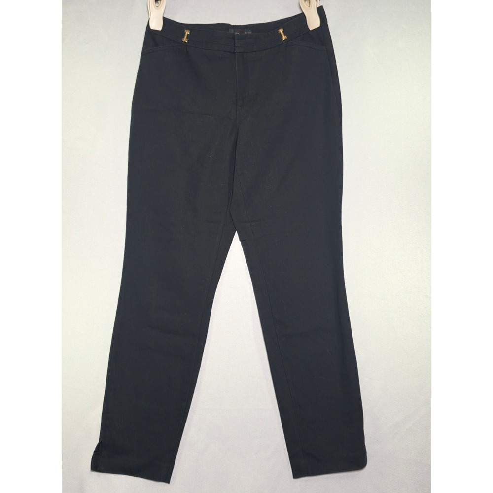 Ivanka Trump Womens Black Straight Leg Dress Pants Gold Hardware Size 6 IV1PK227